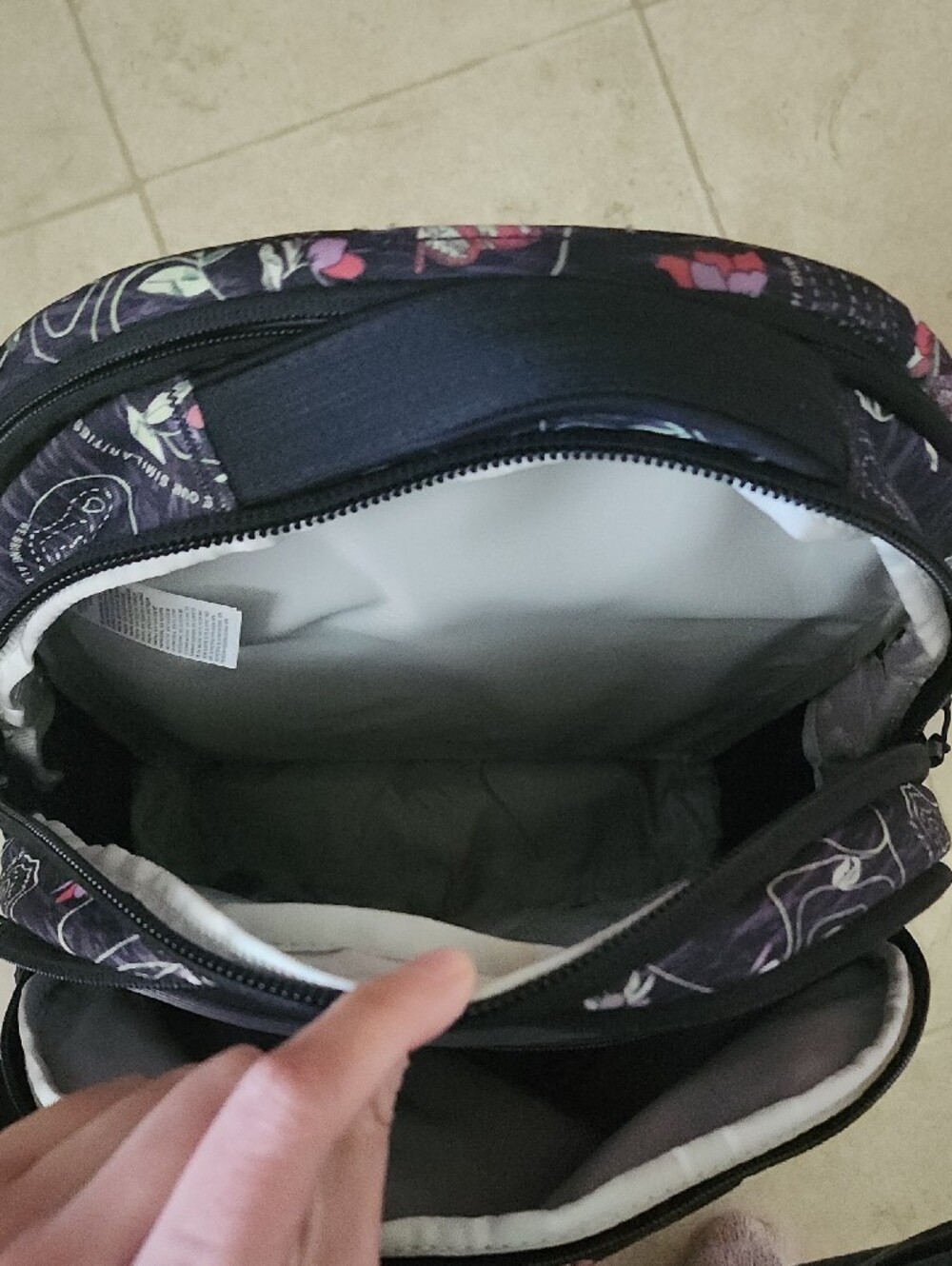 The North Face Borealis Backpack in Black with Pink Floral Print - Picture 5 of 11